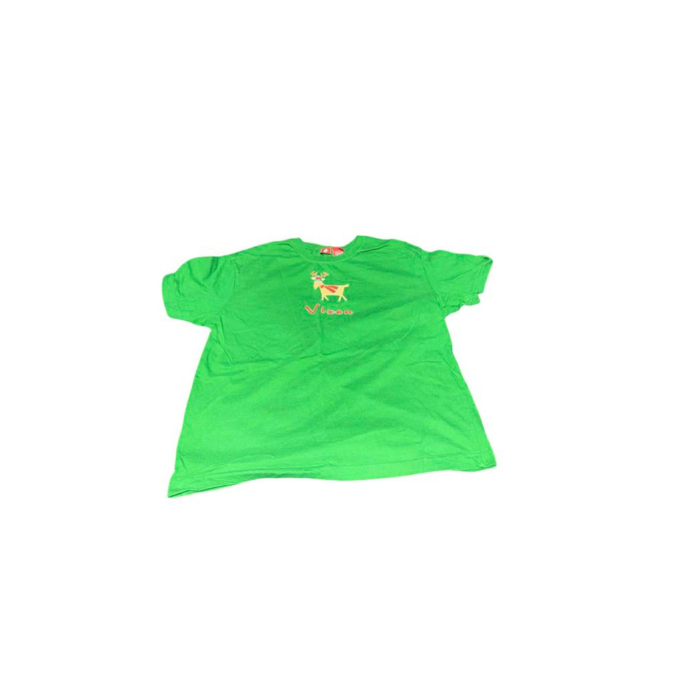 Women's Unbranded Green Short Sleeve Tee with Reindeer Graphic L #880